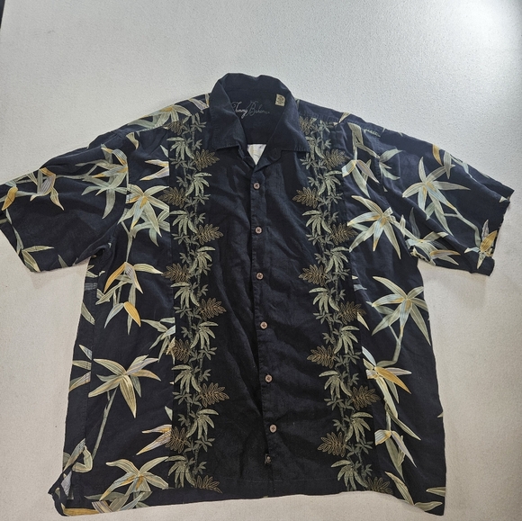 Tommy Bahama Other - Tommy Bahama Silk Hawaiian Shirt XXL Black Bamboo Camp